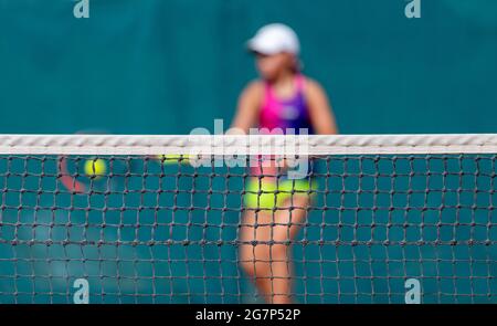 Close up details of a tennis net. Professional sport concept Stock Photo
