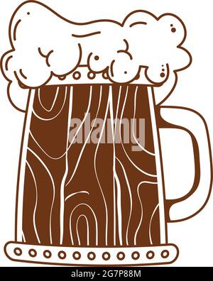 beer wooden jar drink international day fill style vector illustration ...
