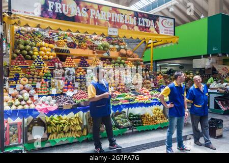 SAO PAULO, BRAZIL - FEBRUARY 3, 2015: Fruit stall in Mercado Municipal market in Sao Paulo, Brazil Stock Photo