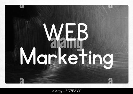 Grayscale illustration with the phrase "Web marketing" on the blackboard Stock Photo