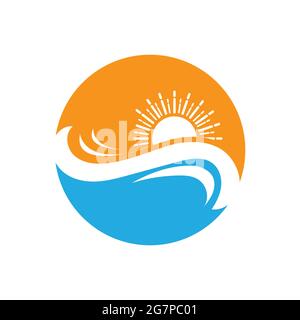 nature sea Water wave and sun icon vector illustration design logo - Vector Stock Vector