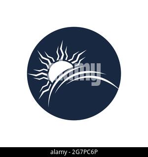 nature sea Water wave and sun icon vector illustration design logo - Vector Stock Vector