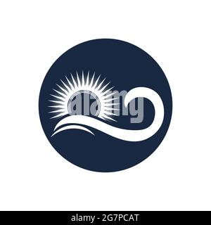 nature sea Water wave and sun icon vector illustration design logo - Vector Stock Vector
