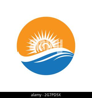 nature sea Water wave and sun icon vector illustration design logo - Vector Stock Vector