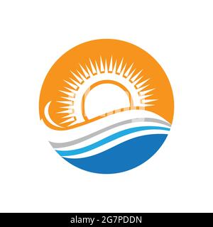 nature sea Water wave and sun icon vector illustration design logo - Vector Stock Vector