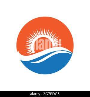 nature sea Water wave and sun icon vector illustration design logo - Vector Stock Vector