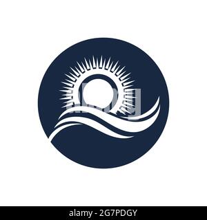 nature sea Water wave and sun icon vector illustration design logo - Vector Stock Vector