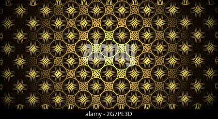 Golden art deco seamless patterns traditional background. Luxury decorative ornaments with circle overlapping. Vector illustration. Eps10 Stock Vector