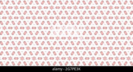 Geometric seamless pattern design modern. Polygonal shape white paper with pink background for,decorative, wallpaper,clothing,wrapping,batik,fabric Stock Vector