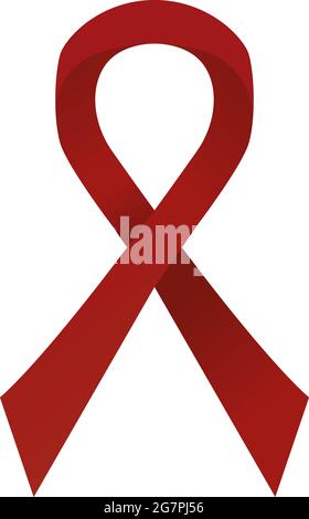 Maroon awareness ribbon. Multiple myeloma, plasma cell myeloma disease. Stock vector illustration isolated on white background in flat cartoon style Stock Vector
