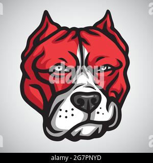 Red Pitbull Mascot Smirking. Vector Logo Template Stock Vector