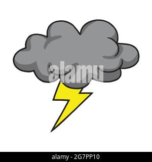 Thunderstorm Grey Cloud Hand Drawn Vector Illustration Stock Vector