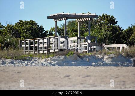 A quiet beach access at the  Florida coast Stock Photo