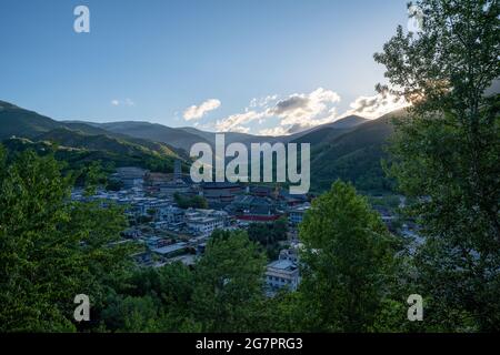 Aerial view of the Wutai Mountain at sunrise, Shanxi Province, China Stock Photo