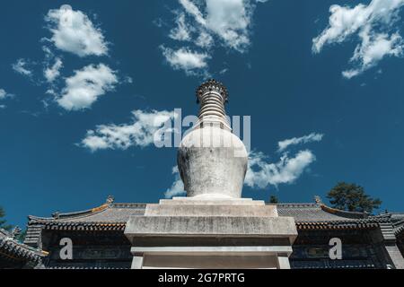 Nanshan Temple in Wutai Mountain at dusk, Shanxi Province, China Stock Photo