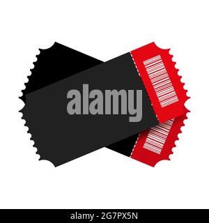 Black ticket template with tear-off element isolated on transparent ...