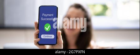 Online Rent Payment And Money Transfer Confirmed Stock Photo