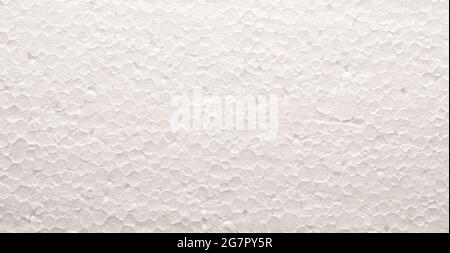 Texture of polystyrene board, close up as background, packing or insulation concept, header or backdrop Stock Photo