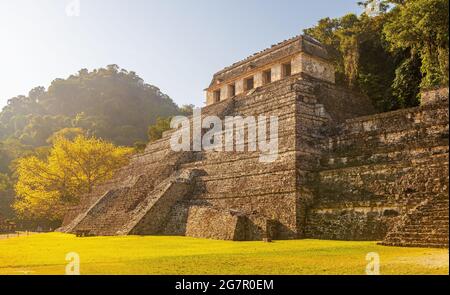 Temple of inscriptions maya pyramid, Palenque, Chiapas, Mexico. Stock Photo