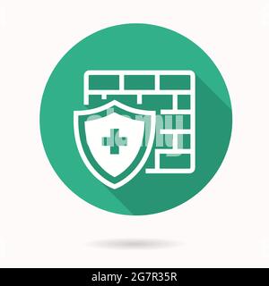 Antivirus firewall icon. Simple illustration with long shadow isolated for graphic and web design. Stock Vector