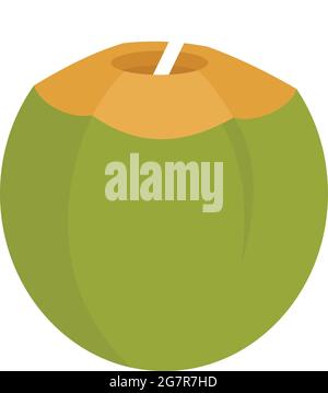 Coconut cocktail icon. Flat illustration of coconut cocktail vector icon isolated on white background Stock Vector