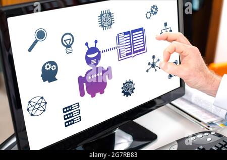 Machine learning concept shown on a computer screen Stock Photo