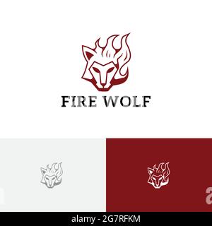 Hot Fire Wolf Head Flame Burn Logo Stock Vector