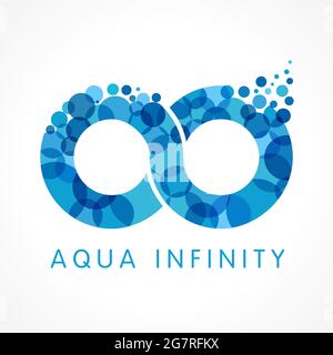 Infinity fizzy logotype concept. Stained blue colour internet button. Isolated modern infinite shape, abstract graphic web design template. Renewable Stock Vector