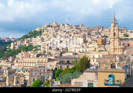 View on the old town of Modica, Sicily Stock Photo