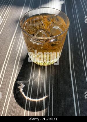 ginger ale longdrink or highball in drinking glass on table Stock Photo
