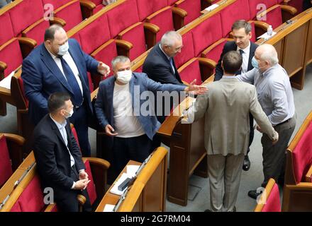 KYIV, UKRAINE - JULY 16, 2021 - A sitting of the Verkhovna Rada is underway in Kyiv, capital of Ukraine. Stock Photo