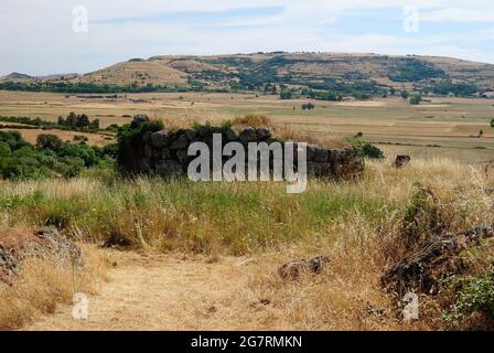 View of nuraghe Corruoe Stock Photo