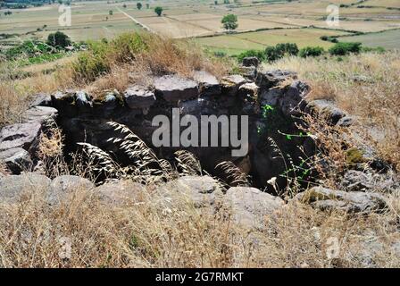 View of nuraghe Corruoe Stock Photo