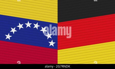 Germany and Venezuela Two Half Flags Together Fabric Texture Illustration Stock Photo