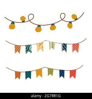Set of bunting for decoration. Bunting flags. Stock Vector