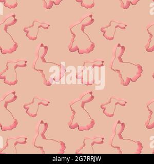 Seamless pattern of Easter bunny pastel colored Cookie Cutter on pink pastel background. Happy Easter Day concept. Minimal Easter concept. Easter cook Stock Photo