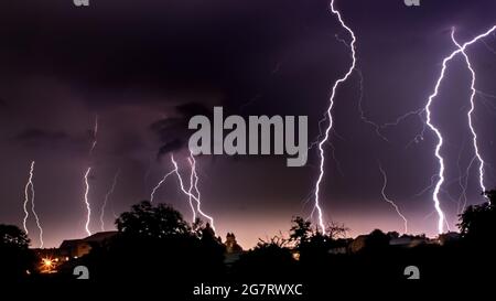 Thunderstorm in the city Stock Photo