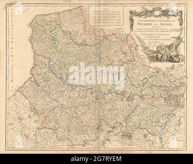 Hauts-de-France 'Gouvernement Générale de Picardie et Artois' VAUGONDY 1753 map Stock Photo