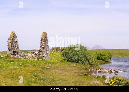 Finlaggan, a former Royal seat of power, on the Isle of Islay off the west coast of Scotland.  The small island is famous for whisky distilleries. Stock Photo
