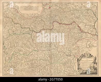Partie Septentrionale du Cercle d'Autriche Upper/Lower Austria VAUGONDY 1752 map Stock Photo