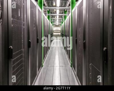 Corridor in server room data center Stock Photo