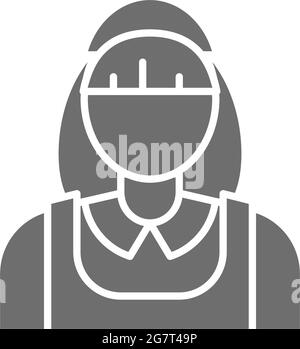 Vector housewife, cleaner, cleaning staff grey icon. Stock Vector