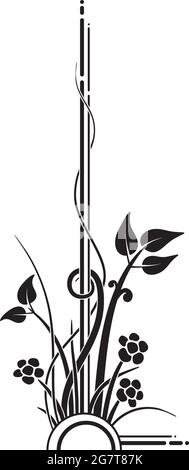 Art Deco style vector illustration with silhouettes of leaves and flowers creating a border Stock Vector