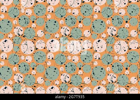 Cute pastel circle seamless pattern with texture Stock Vector