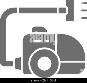 Vector vacuum cleaner, hoover, cleaning grey icon. Stock Vector