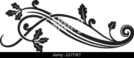 Art Deco style vector illustration with silhouettes of oak leaves creating a symbol Stock Vector