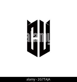 CU Logo monogram with shield shape designs template vector icon modern Stock Vector