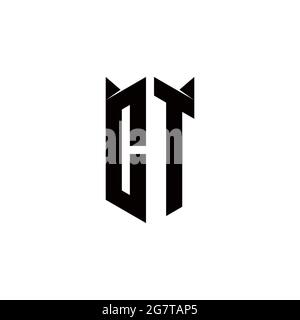 CT Logo monogram with shield shape designs template vector icon modern Stock Vector