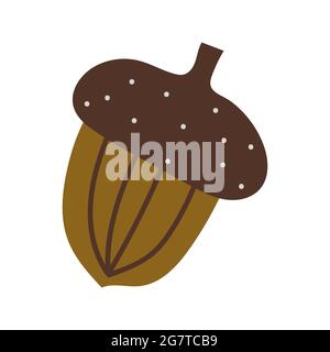 Acorn, oak nut, seed. Made in flat style. Stock Vector