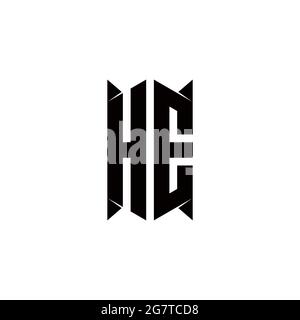 HE Logo monogram with shield shape designs template vector icon modern Stock Vector